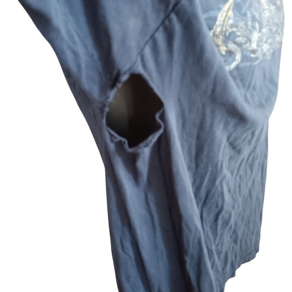 Vintage XL T-Shirt Y2K Dragon Graphic Trashed Cotton Top Heavy Mexico - Picture 4 of 7